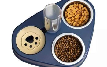 Gamelle en inox 3 × 1 pour animaux de compagnie